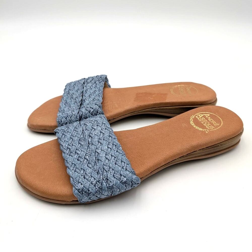 Andre Assous Nahala Featherweights Flat Sandals Women's Jean Size US10 EU41